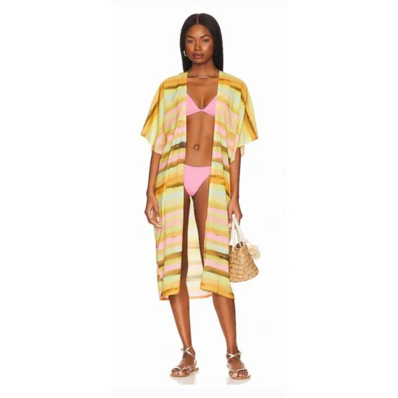 🔴
 Revolve Plush Apparel Sunset Kimono swimsuit cover up size Large - Picture 1 of 4